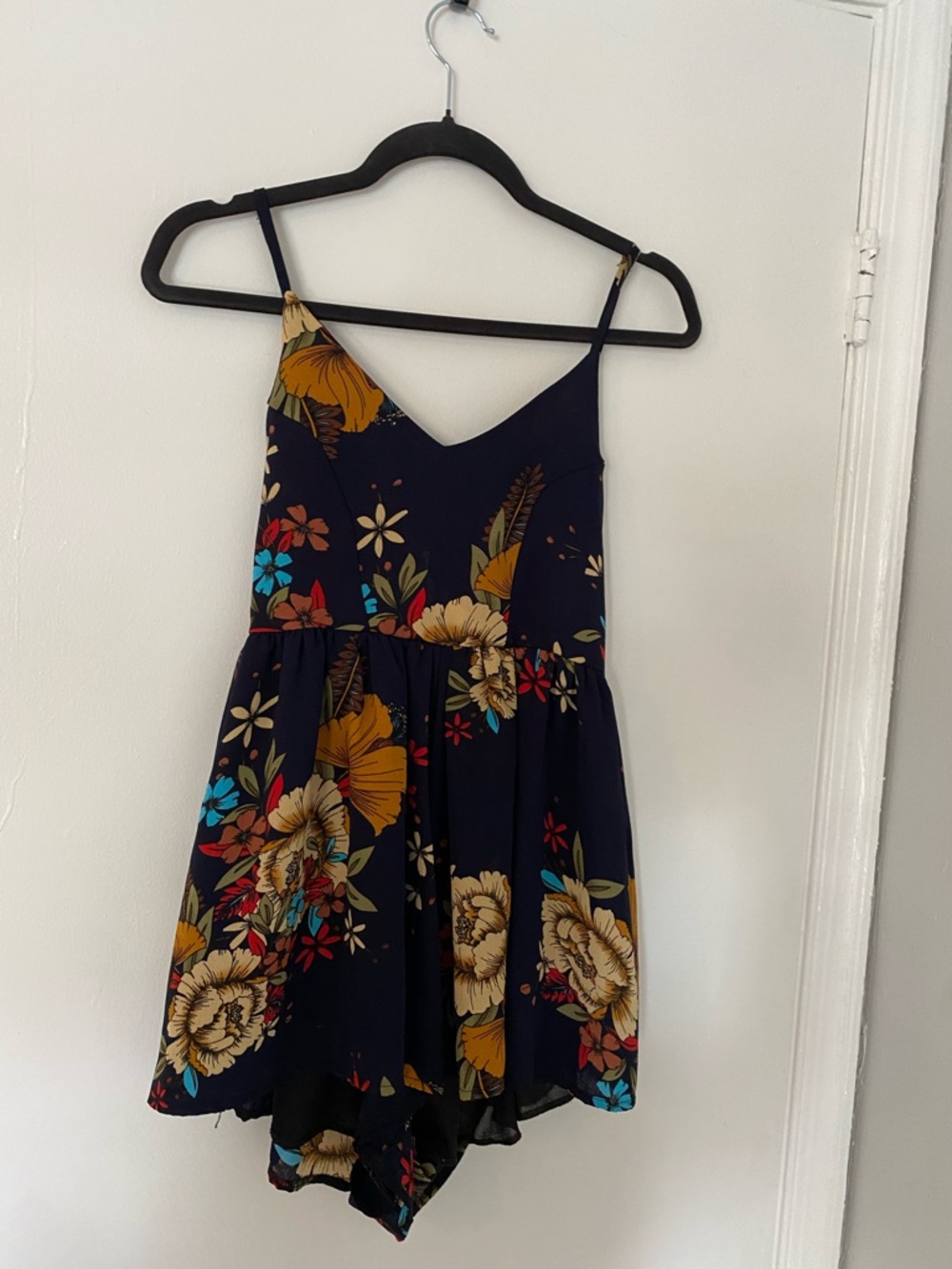 Navy Floral Spaghetti Strap Romper